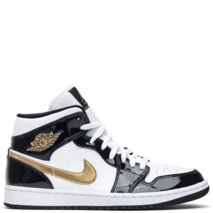 Nike Air Jordan 1 Retro Mid (Patent Black/Gold)